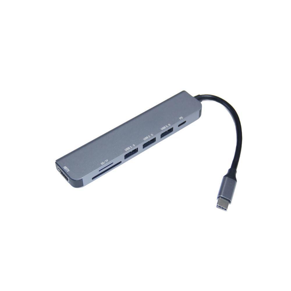 Adaptador Hub Tipo-C HDMI / SD / PD / TF / 2 USB 2.0 / 1 USB 3.0 7 em 1