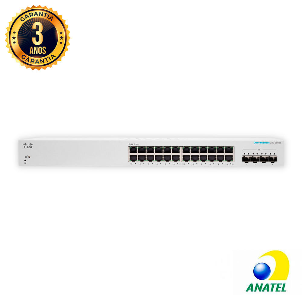 Switch 24 Portas Gigabit com 4 SFP+ 10G CBS220-24T-4X-NA CISCO