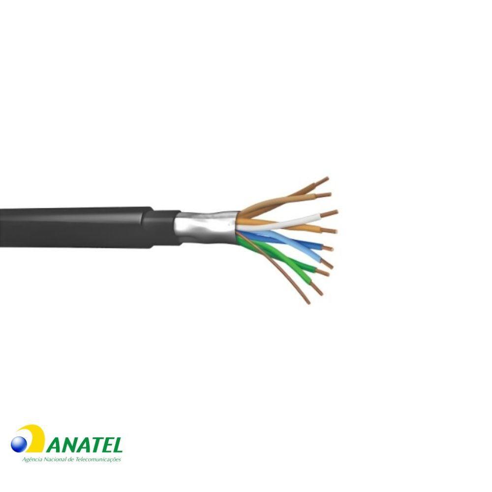Cabo de Rede CAT5e F/UTP Dupla Capa Blindado Preto 200 Metros