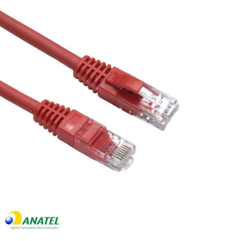 Patch Cord CAT6 24AWG Vermelho 0,50 Centímetros