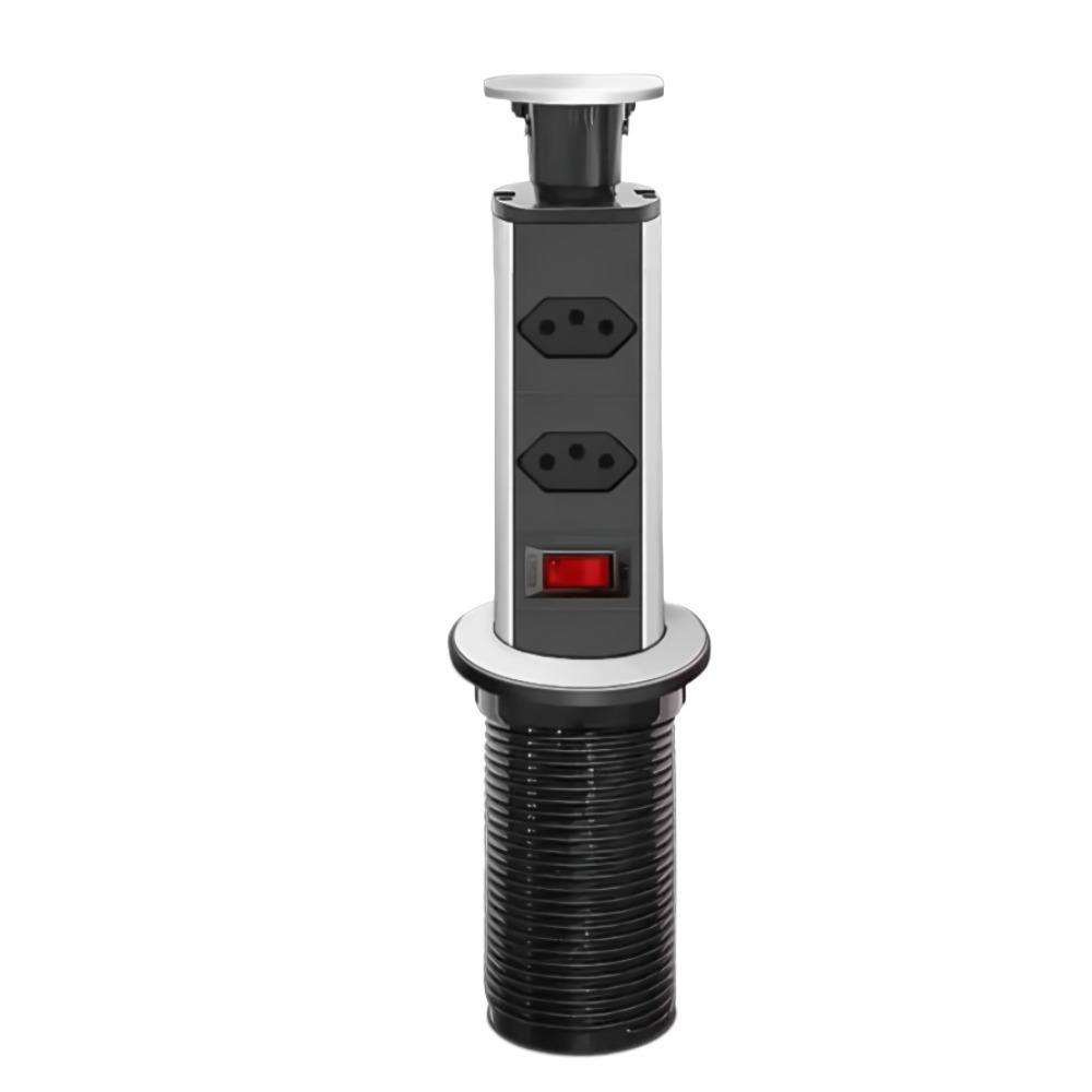 Torre Multiplug Retrátil com 2 Tomadas 110-250v 10A Torre Multiplug Retrátil com 2 Tomadas110-250v 10A