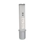 Mini Totem de Mesa Manual 2 Tomadas Elétricas NBR 10A + 2USB Cinza