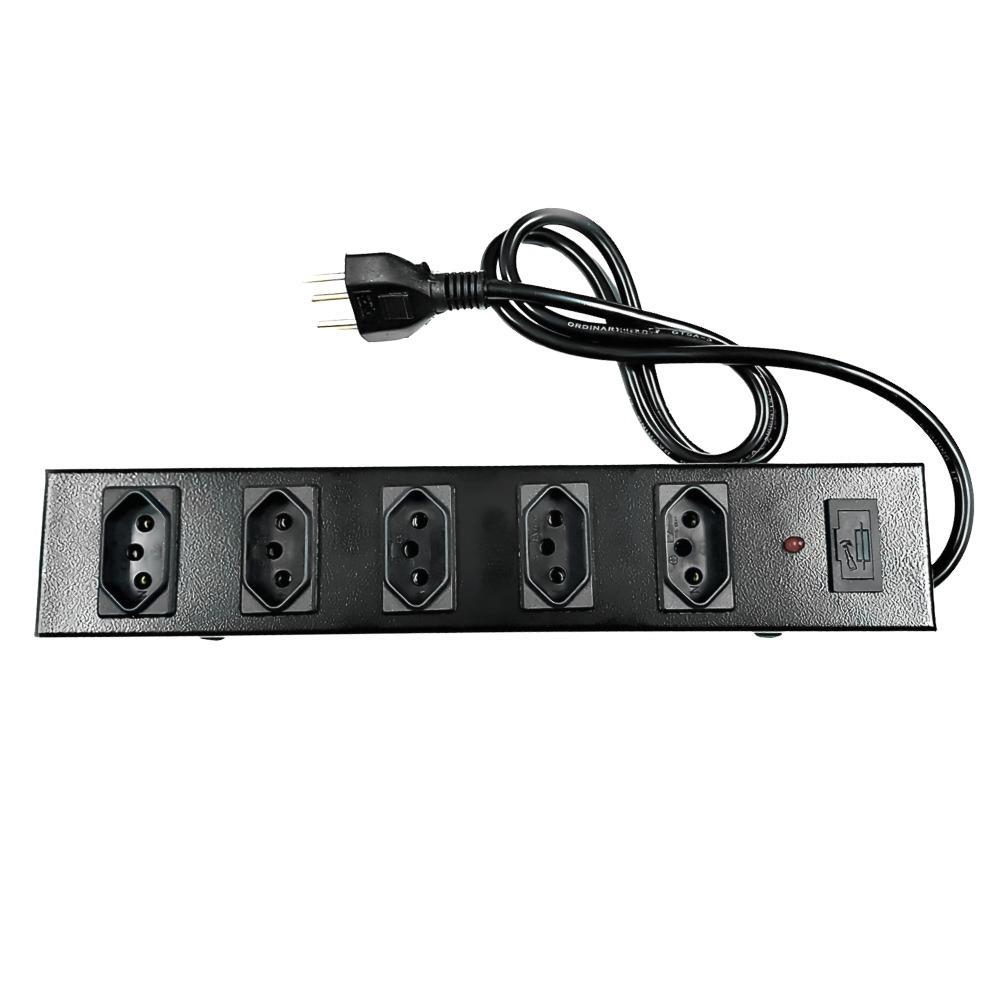 Filtro de Linha Metálico com 4Tomadas 20A com Protetor de Surto 1,5Metros