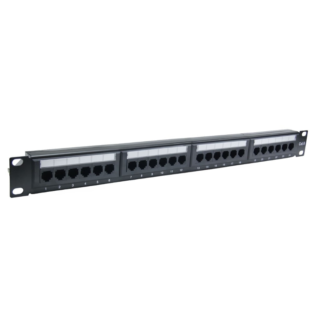 Patch Panel Cat6 24 Portas com Guia Traseira