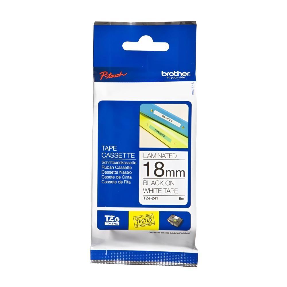Fita para Rotulador 18mm x 8m Preto sobre Branco