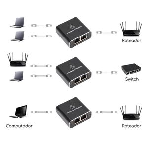 Adaptador Divisor RJ45 1 Fêmea x 2 Fêmeas 100/1000Mbps