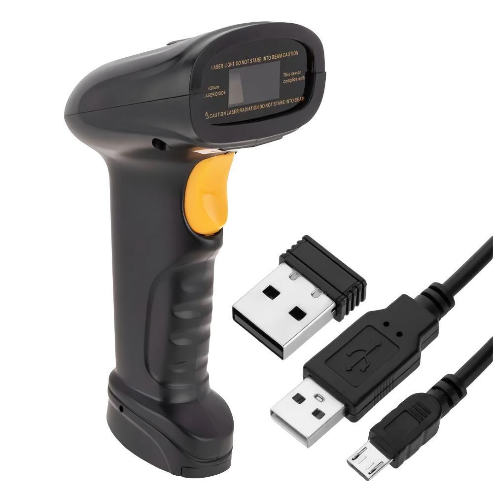 Leitor de Código de Barras e Notas Laser Sem Fio USB Wireless 2.4G Leitor de Código de Barras Laser Sem Fio USB KP1018