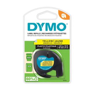 Fita em Poliéster para Rotulador LetraTag 12mm x 4 Metros Preto/Amarelo