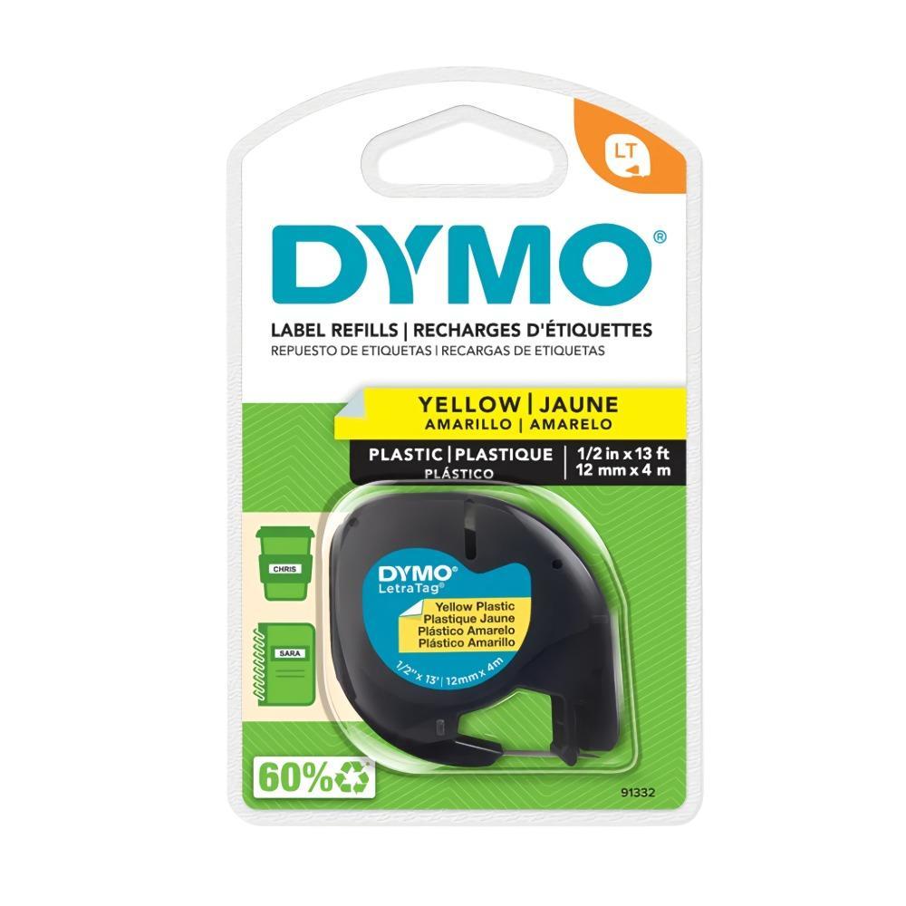 Fita em Poliéster para Rotulador LetraTag 12mm x 4 Metros Preto/Amarelo