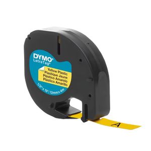 Fita em Poliéster para Rotulador LetraTag 12mm x 4 Metros Preto/Amarelo