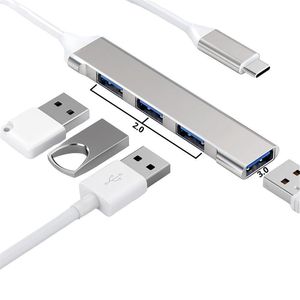 Hub USB TIPO-C 1 Porta 3.0 + 3 Portas 2.0 Alumínio Slim