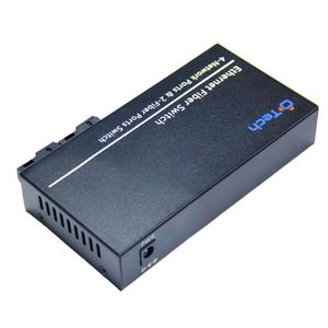 Conversor de Mídia Bidirecional Monomodo SC 20km com 4 Portas RJ45 Fast POE