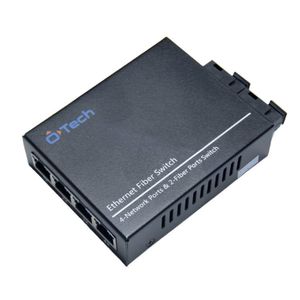 Conversor de Mídia Bidirecional Monomodo SC 20km com 4 Portas RJ45 Giga Poe+
