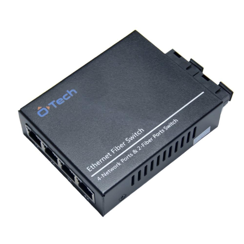 Conversor de Mídia Bidirecional Monomodo SC 20km com 4 Portas RJ45 Giga Poe+