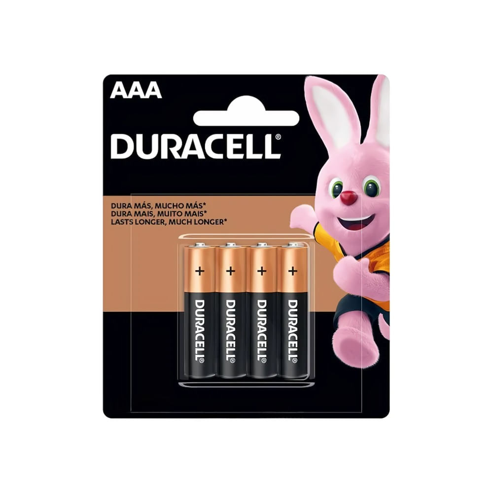 Pilha Palito AAA Duracell com 4 Unidades Pilha Palito AAA com 4 Unidades