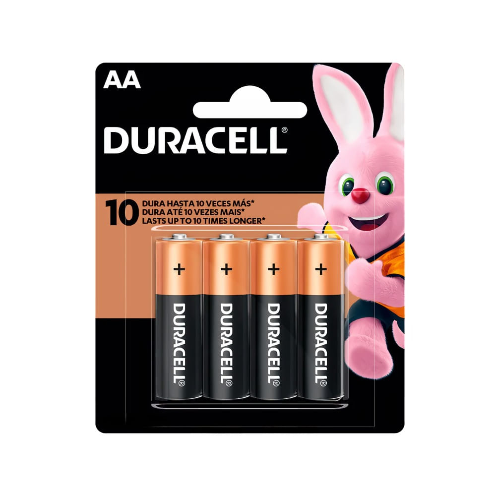 Pilha Pequena AA Duracell com 4 Unidades