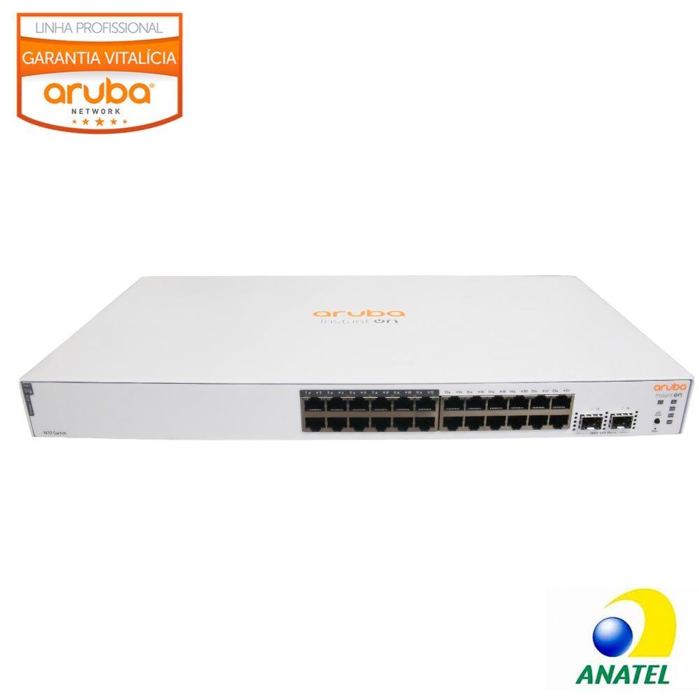 Switch 24 Portas Gigabit com 2 SFP e 12 Portas POE 1830 JL813A Aruba