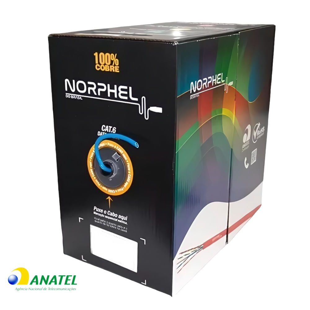 Cabo de Rede CAT6 U/UTP CMX CopperLan Azul 305 Metros Cabo de Rede CAT6 U/UTP CMX CopperLan Azul, 1 Metro