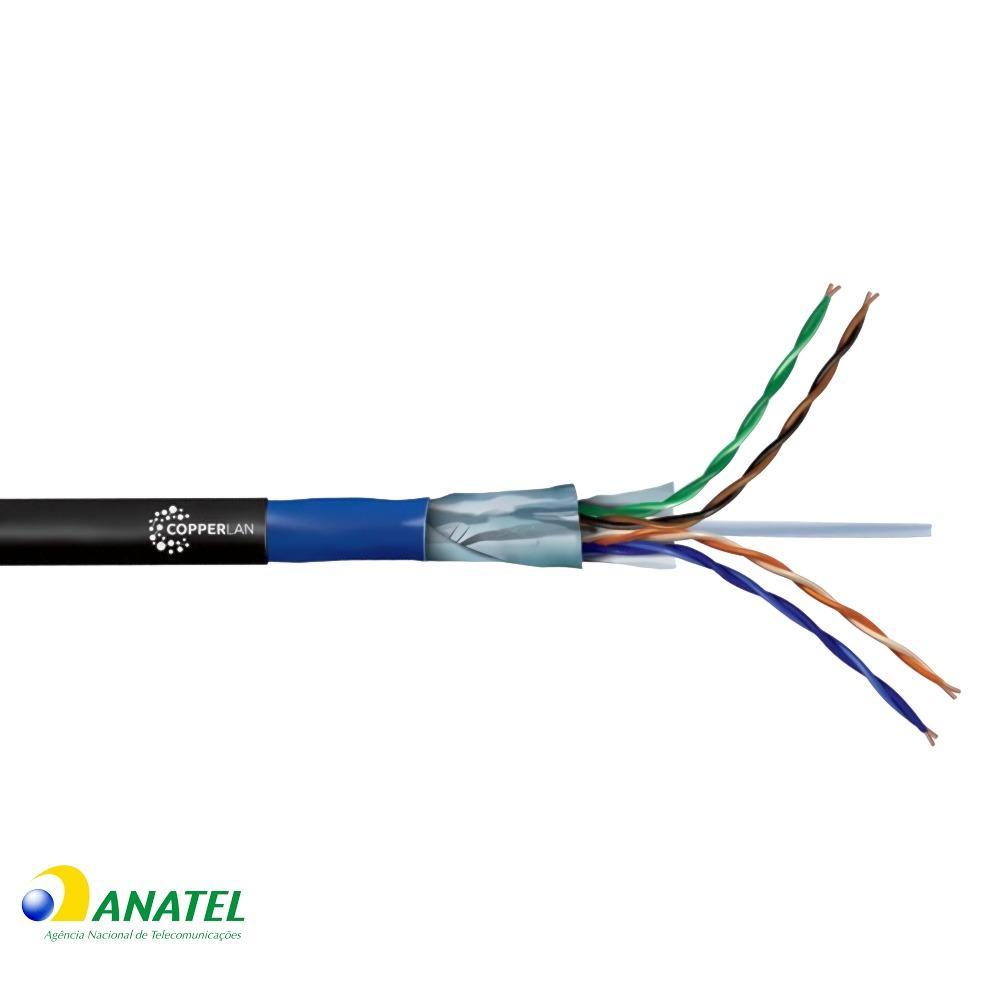 Cabo de Rede Cat6 F/UTP CMX Blindado Dupla Capa Preto, 50 Metros