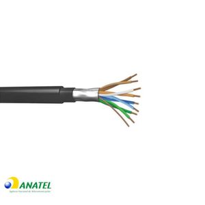 Cabo de Rede CAT5e F/UTP Dupla Capa Blindado Preto