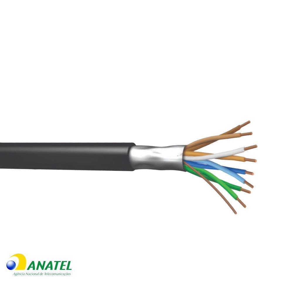 Cabo de Rede CAT5e F/UTP 4 Pares Blindado Preto 50 Metros