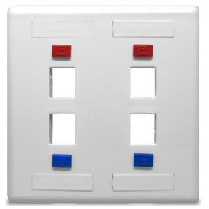 Espelho Plastico 4 x 4 para 4 Saidas RJ45 Branco