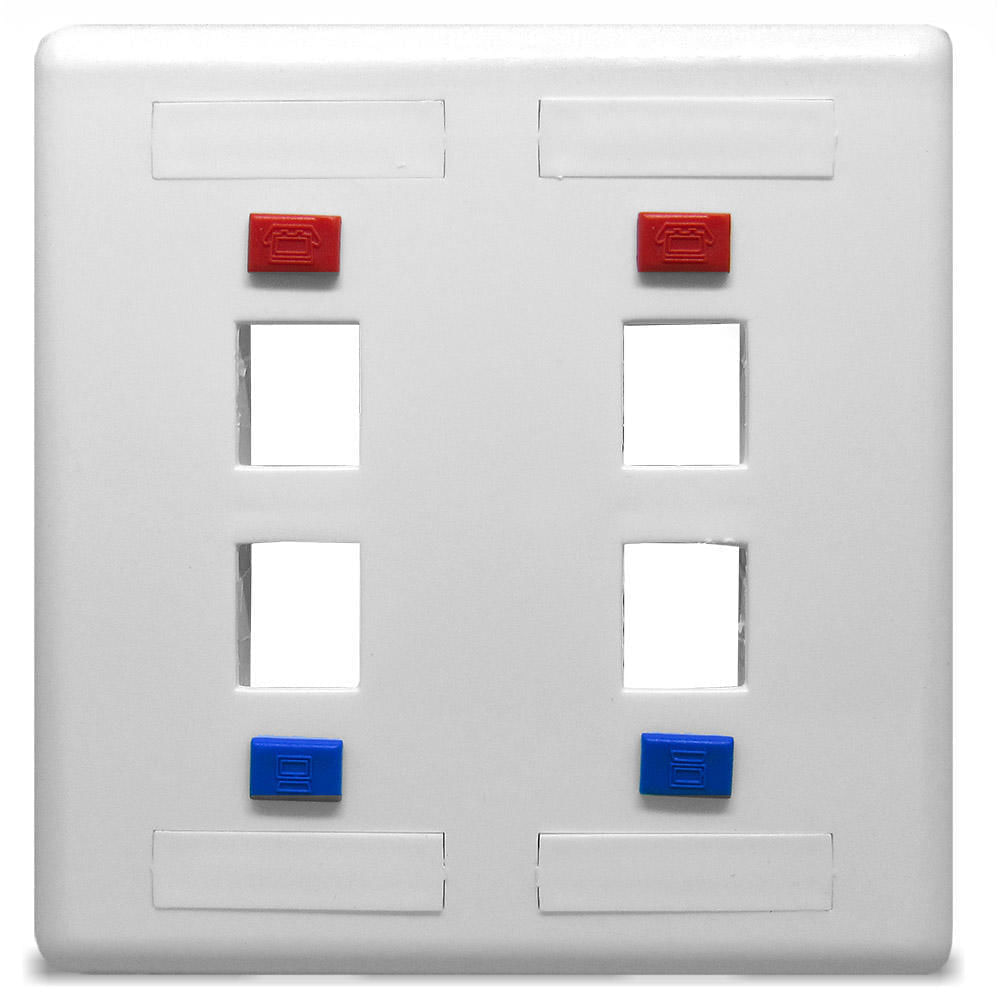 Espelho Plastico 4 x 4 para 4 Saidas RJ45 Branco