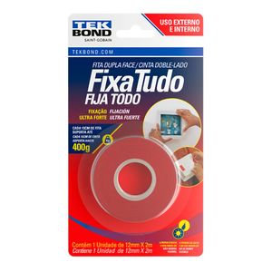 Fita Dupla Face Transparente 12mm x 2mts Tek Bond