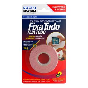 Fita Dupla Face Transparente 25mm x 2mts Tek Bond