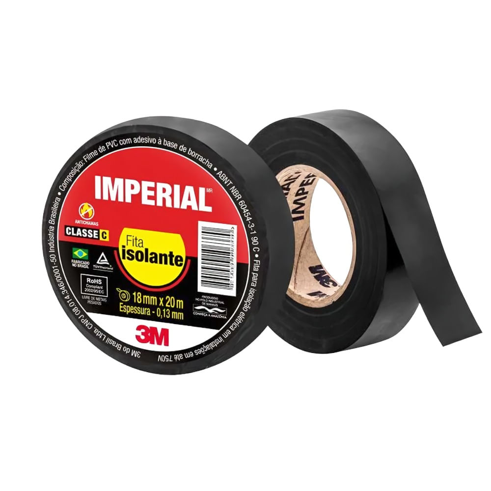 Fita Isolante 18mm x 20mts Preta Imperial