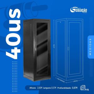 Rack de Piso Fechado Padrão 19" 40Us x 670mm Preto