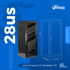 Rack de Piso Fechado Padrão 19" 28us x 570mm Preto