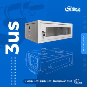 Mini Rack de Parede 3Us 19" x 300mm Branco Contato
