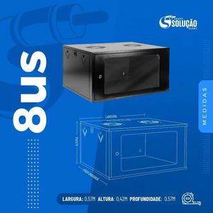 Mini Rack de Parede 19" 8us x 570mm Preto