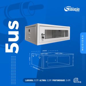 Mini Rack de Parede 5Us 19" x 470mm Branco Contato