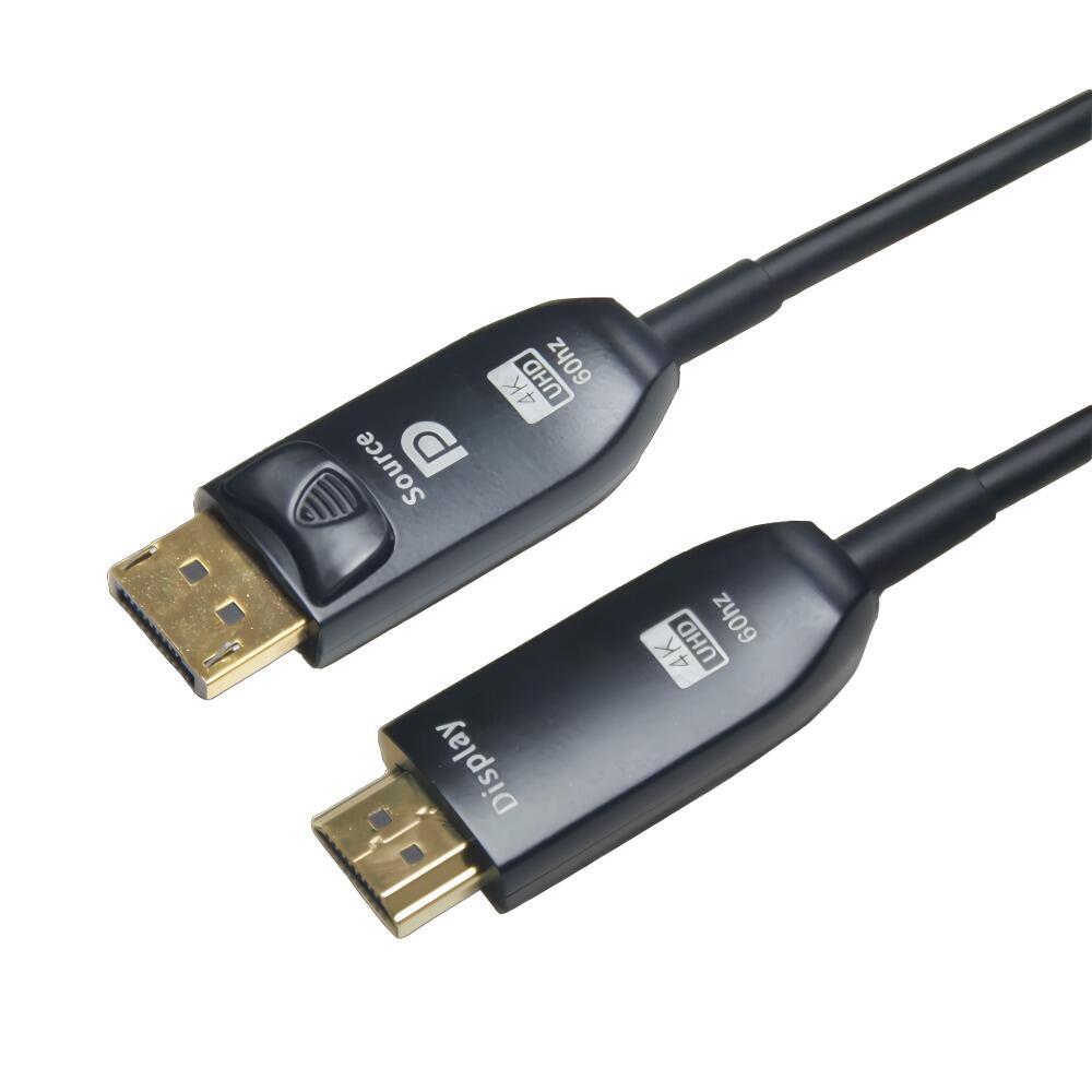 Cabo Displayport Macho x HDMI Macho 4k 60hz Fibra Óptica 10,0 Metros