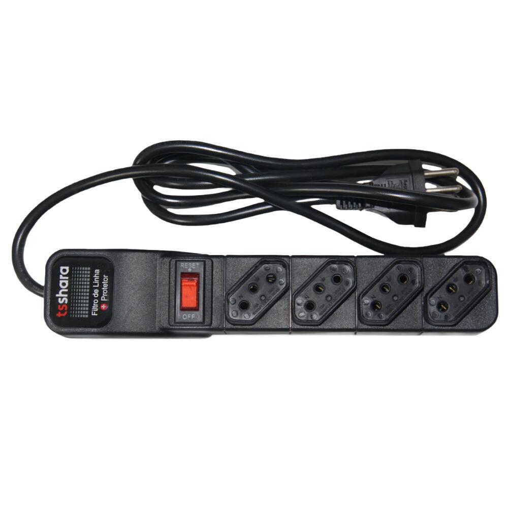 Filtro de Linha Plástico com 4 Tomadas 10A com Protetor