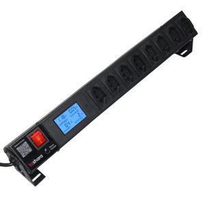 Régua Padrão Rack 19" PDU + Filtro de Linha com 8 Tomadas 10A com Display e Protetor Smart