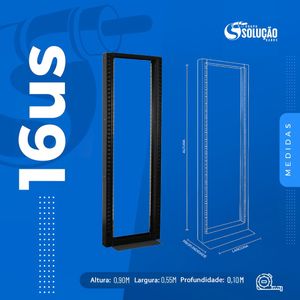 Rack de Coluna Desmontável 16Us 19" com Guias Laterais