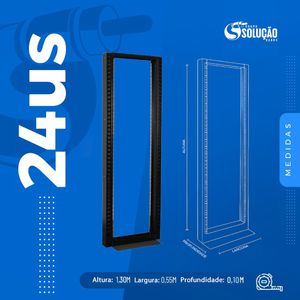 Rack de Coluna Desmontável 24us com Guias Laterais
