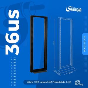 Rack de Coluna Desmontável 36us com Guias Laterais