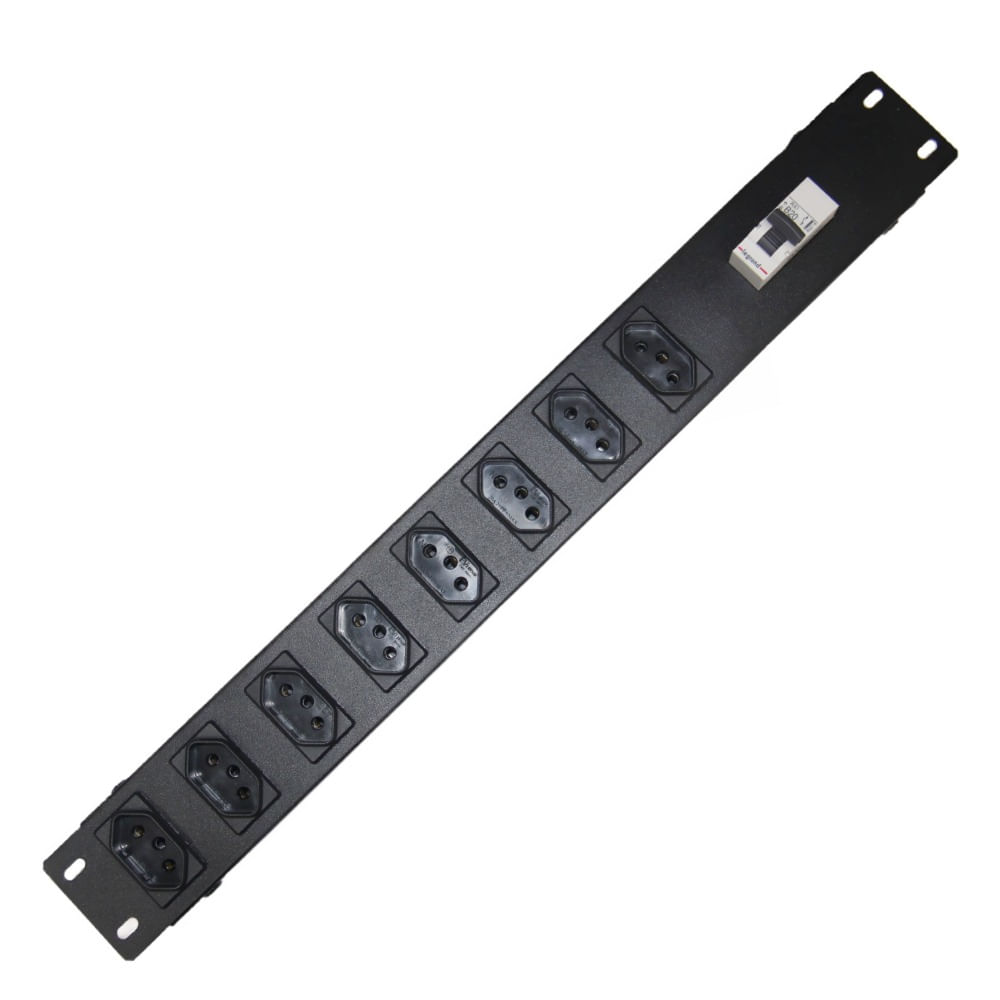 Régua Padrão Rack 19" com 8 Tomadas e Disjuntor RK8D16 20A Régua padrão 19 com 8 Tomadas e Disjuntor RK8D16 20A