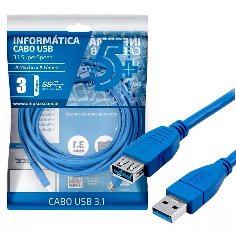 Cabo Extensão Usb 3.0 Com 3,00 Metros