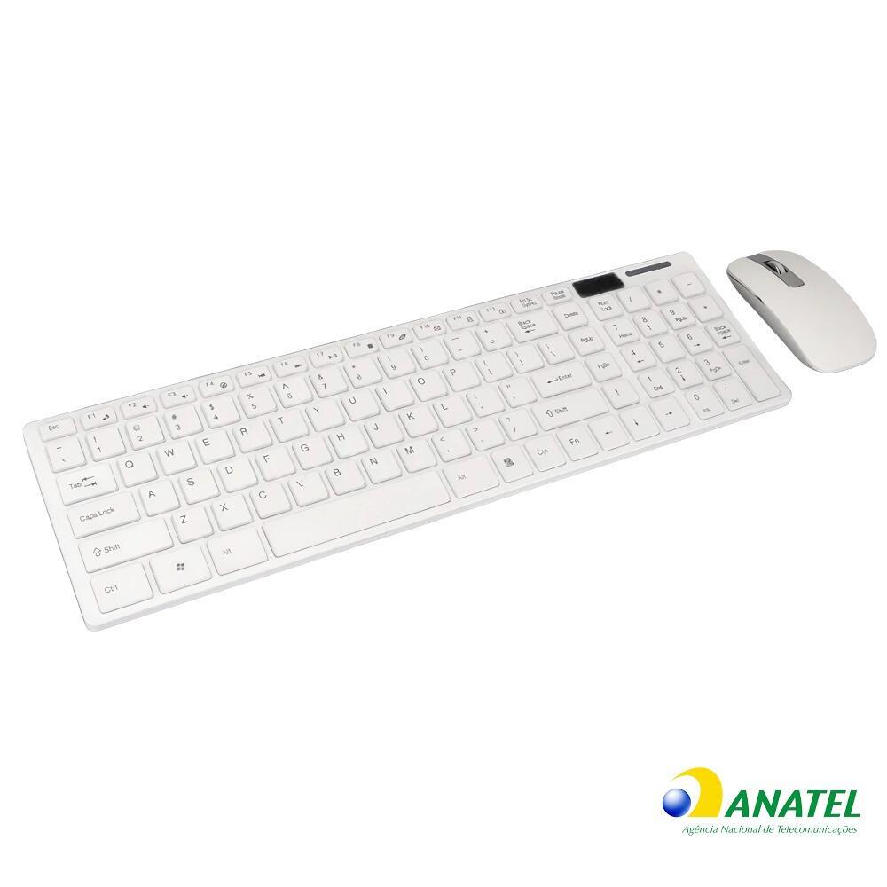 Teclado e Mouse sem Fio 2,4Ghz Branco