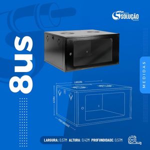 Mini Rack de Parede 19" 8Us x 570mm Preto