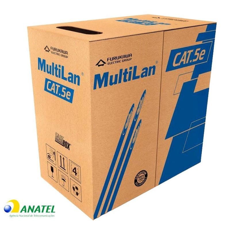 Cabo de Rede Cat5e U/UTP CM Multilan Furukawa Azul 305 Metros