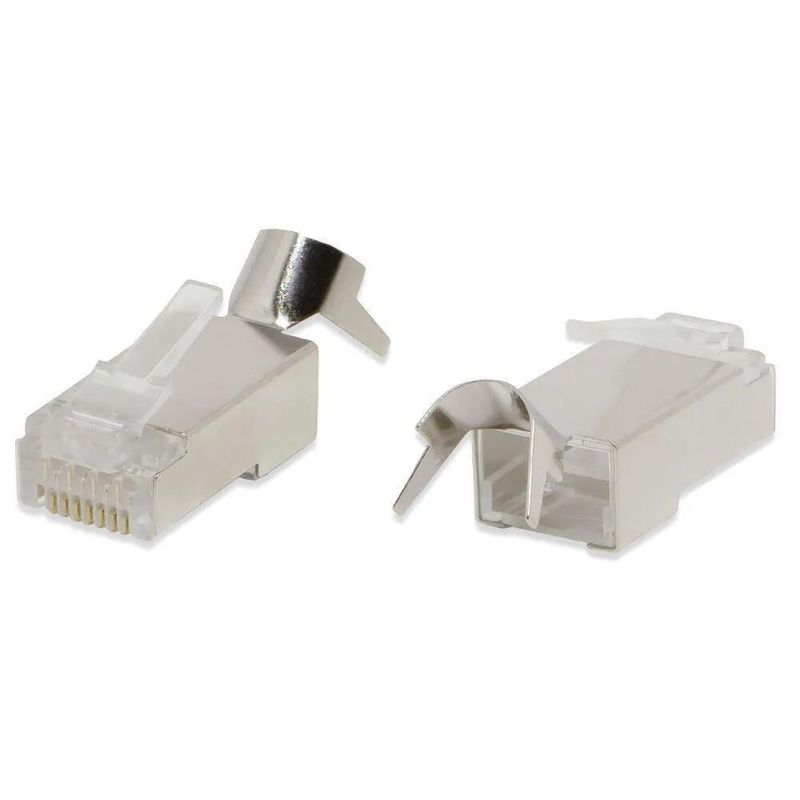 Conector RJ45 CAT6A / CAT7 EZ Blindado de Passagem Com Guia Pacote com 40 peças