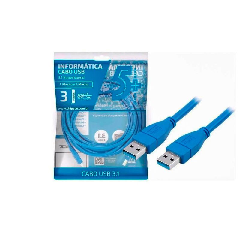 Cabo Usb 3.1 A Macho Com 3,00 Metros