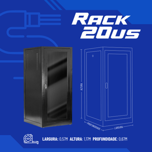 Rack de Piso Fechado Padrão 19" 20Us x 670mm Preto