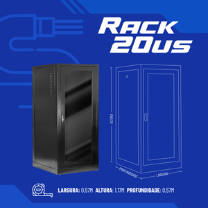 Rack de Piso Fechado Padrão 19" 20Us x 570mm Preto